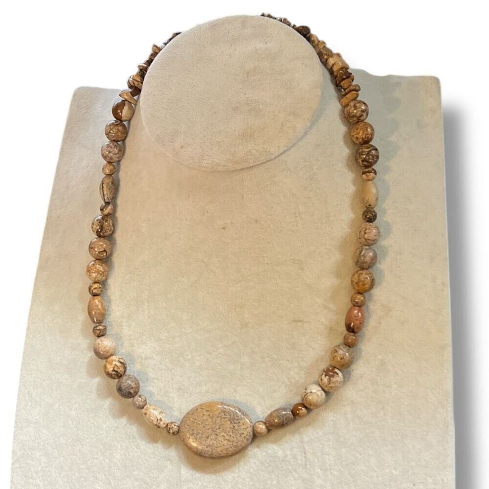 Stone Necklace with Large Centerpiece